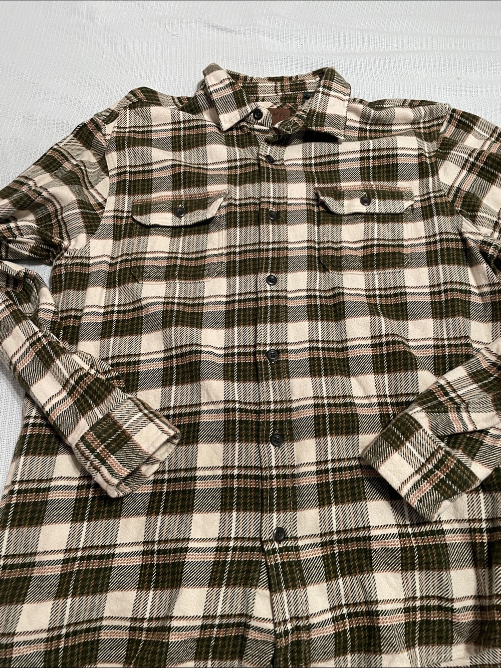Orvis Olive & Cream Plaid Button-Up Shirt Jacket